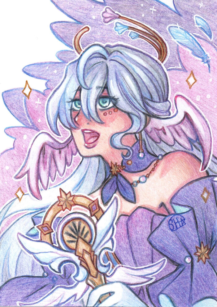 Fan Art coloured pencil Robin from "Honkai: Star Rail"
